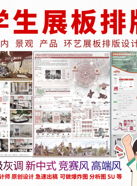 代做2025年室内展板产品园林环艺景观建筑排版ps展板设计展板模板