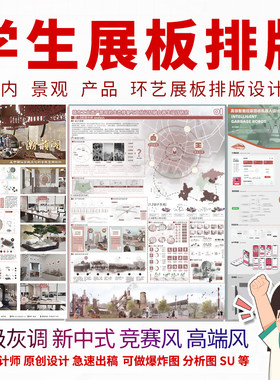 代做2026年室内展板产品园林环艺景观建筑排版ps展板设计展板制作