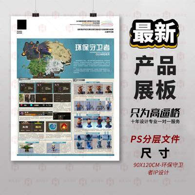 原创3D建模游戏设计排版环保守卫者IP设计PS分层文件90X120CM模板