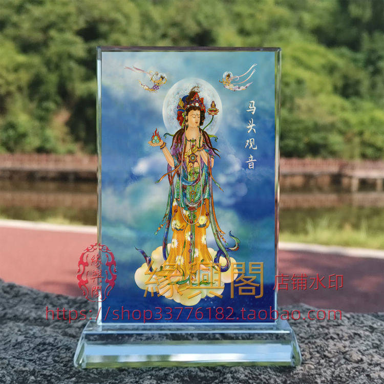 定制佛画像马头观音水晶摆件桌面工艺品装饰摆台摆设家居创意桌面