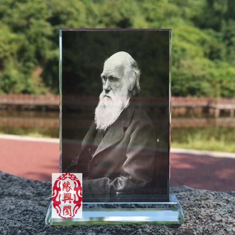 世界名人查理·达尔文画像水晶玻璃摆件桌面装饰摆台摆设家居创意