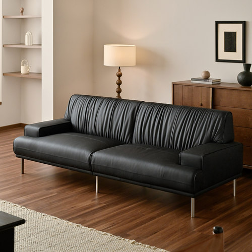 又壳|波纹真皮沙发工业风