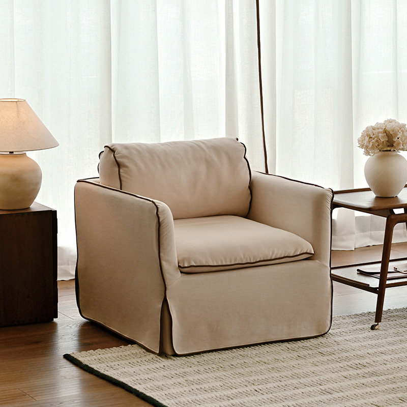 UCK又壳 | 日式侘寂风单人沙发椅棉麻可拆洗简约客厅民宿慵懒单椅