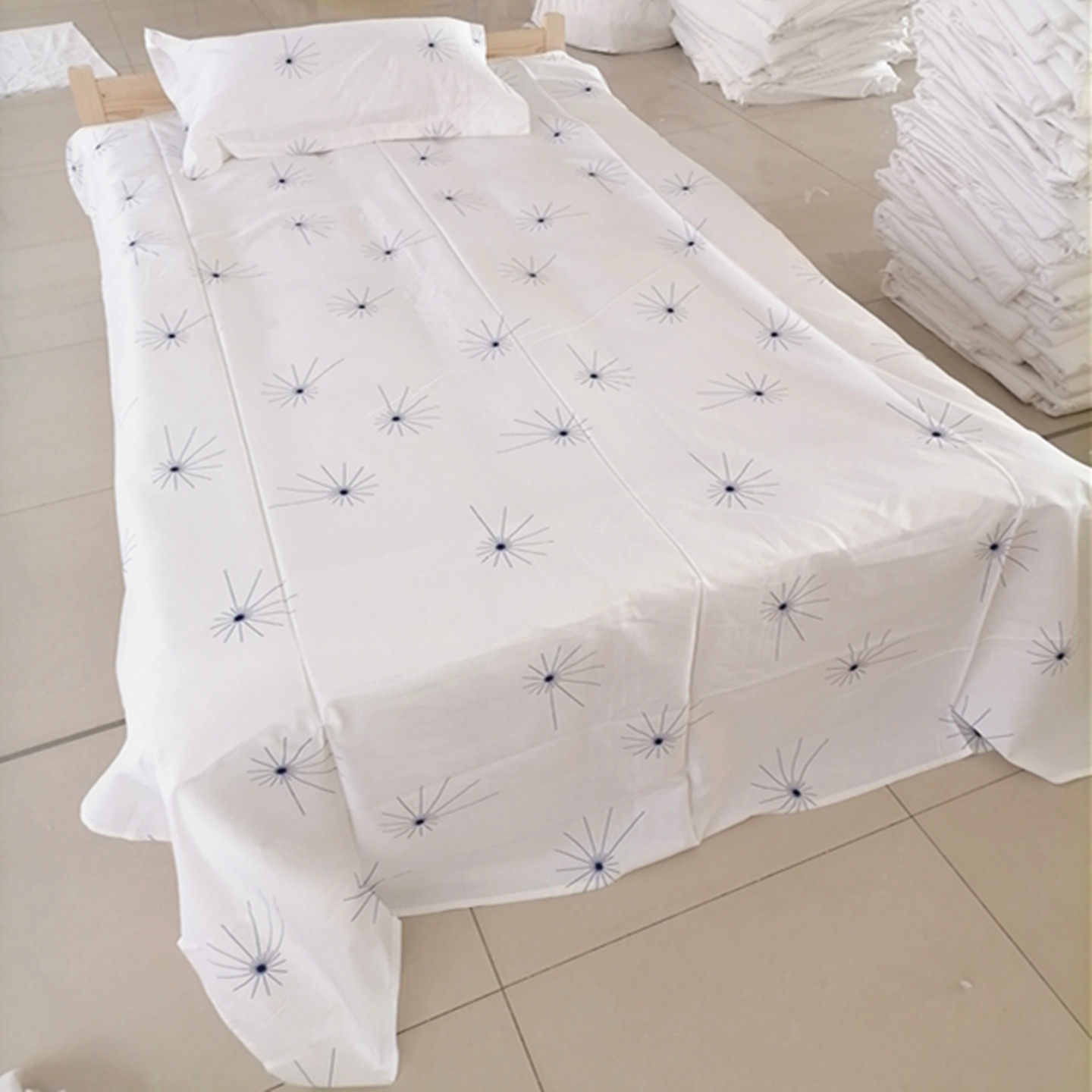 酒店布草纯棉宾馆白色全棉床单被套三四件套枕套床上用品灿烂星空