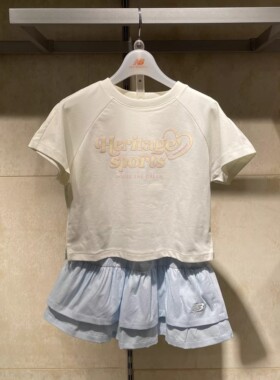 NEW BALANCE/NB童装26夏女甜美短袖泡泡裙两件套简约百搭2SG23112