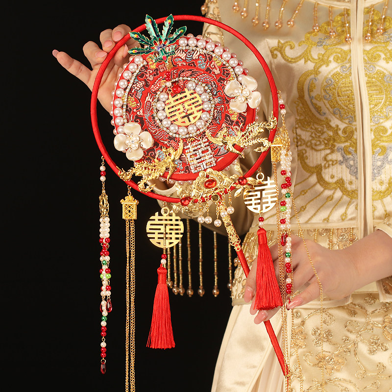 厂家直销秀禾新娘结婚喜扇图片