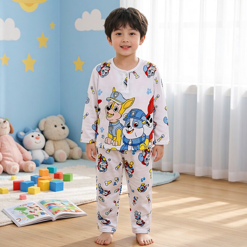 夏季儿童睡衣棉绸家居服薄款套装