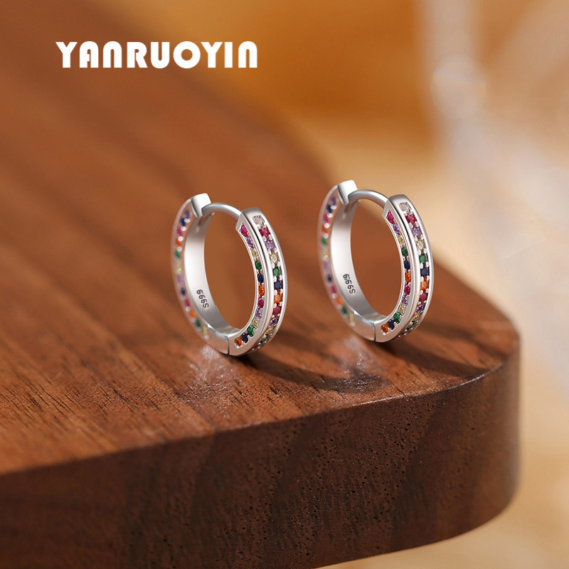 999足银耳环女纯银微镶彩钻个性时尚耳圈养耳洞简约百搭免摘耳扣,饰品/流行首饰/时尚饰品新,银饰耳饰,淘宝优惠券,粉丝福利购,淘宝优惠卷