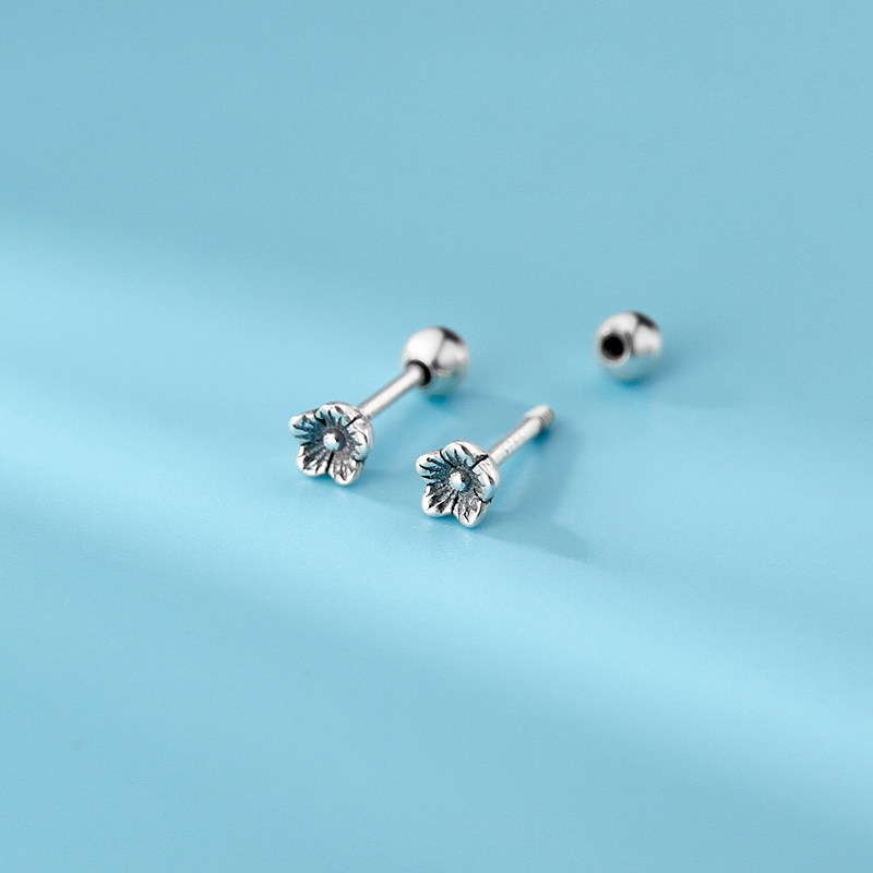 925银耳钉女复古个性花朵耳骨钉简约小巧百搭时尚养耳洞免摘耳环,饰品/流行首饰/时尚饰品新,耳钉,淘宝优惠券,粉丝福利购,淘宝优惠卷