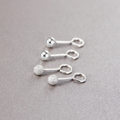 足银弯钩耳钉女迷你豆豆小巧学生气质百搭光珠简约养耳洞免摘