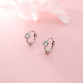 925银耳环圈圈耳钉女个性 耳骨钉简约气质圆钻耳坠轻奢精致耳饰