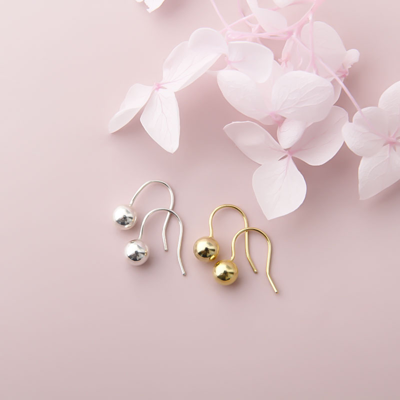 小巧圆珠耳环女纯银佩戴舒适短款