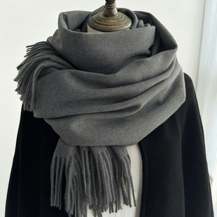 灰色仿羊绒围巾女生秋冬季2026新款加厚韩系披肩高级氛围感围脖男