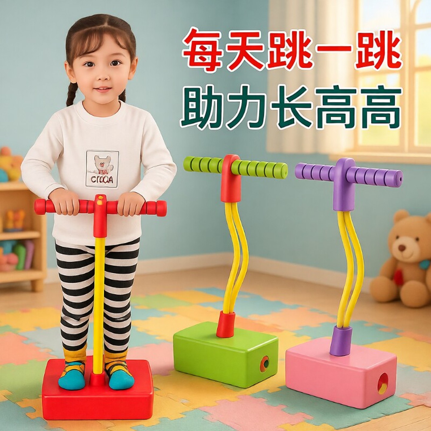 儿童蹦蹦球男女孩平衡感统弹力球幼儿园小孩青蛙弹跳球训练跳跳杆