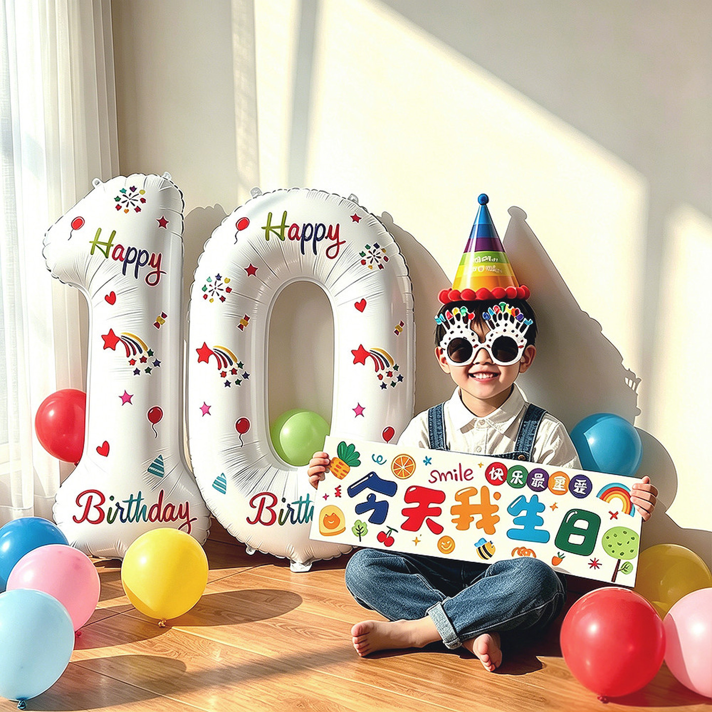 5岁数字气球生日布置仪式感拍照道具场景装饰男孩小女童儿童8快乐