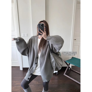 LIL CHER 黑熊精 安全感满满慵懒松弛超大件宽松长袖毛衣开衫外套