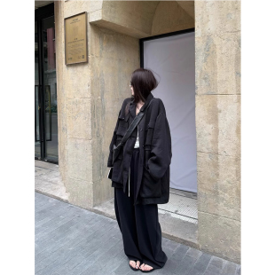 外套新款 休闲工装 CHER松弛调性ins风衣宽松百搭多口袋中长款 LIL