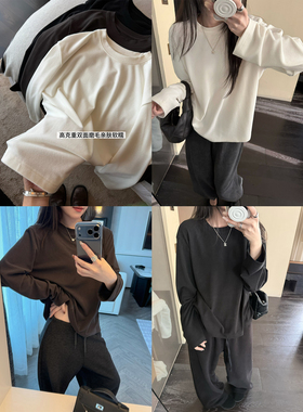 LIL CHER 超实用主义&双面磨毛Tee极简好穿软糯圆领基础打底衫