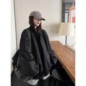 极简棒球服夹棉棉服宽松长袖 LIL CHER飞行日记&酷酷 外套秋冬女