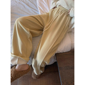 LIL 女长裤 CHER牛乳椰奶拼接更显瘦慵懒复合加绒加厚奶奶裤 阔腿裤