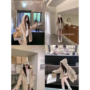 LIL CHER 超绝size 廓型宽松连帽卫衣长袖外套短裤套装上衣裤子