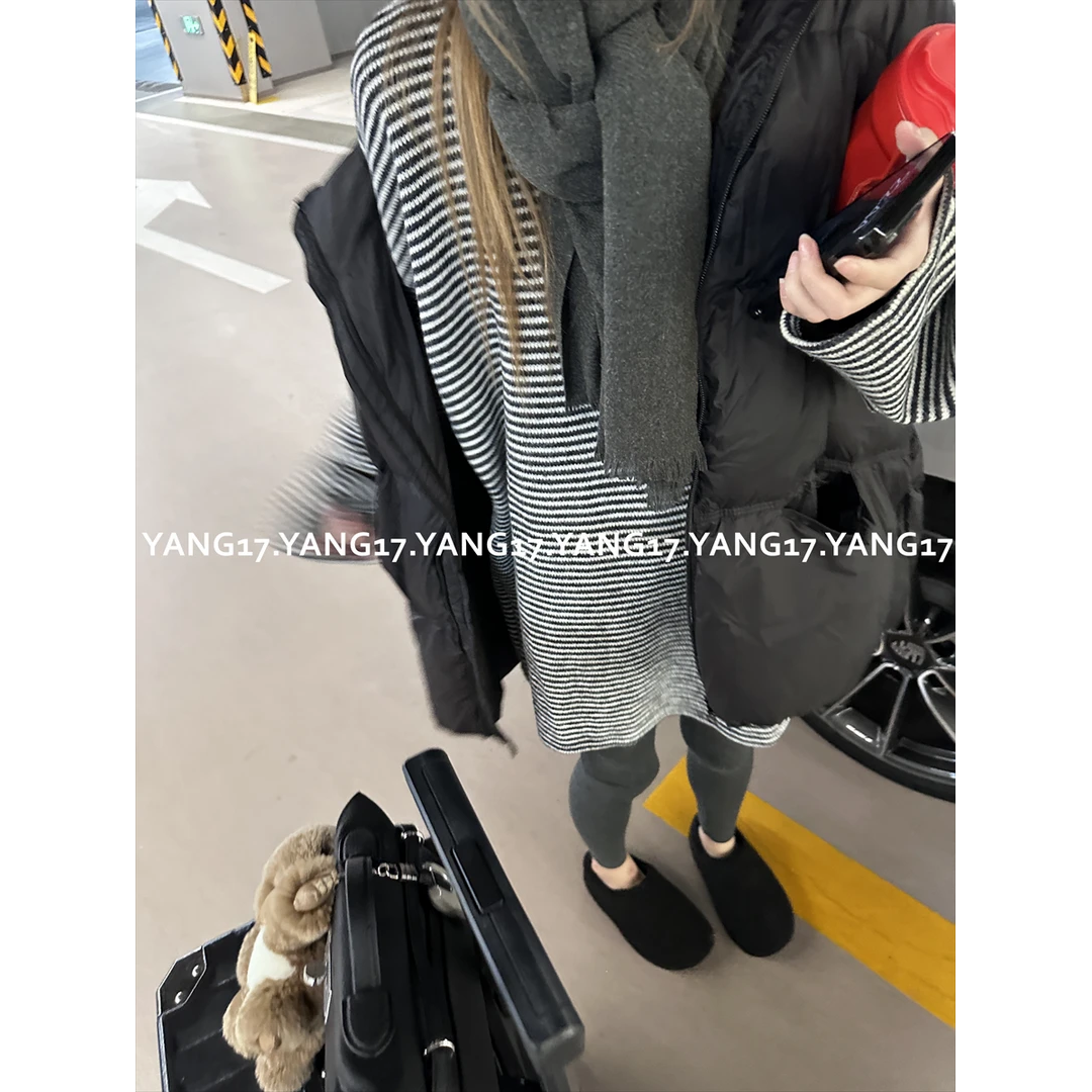 毛衣加厚条纹T恤宽松韩系秋冬