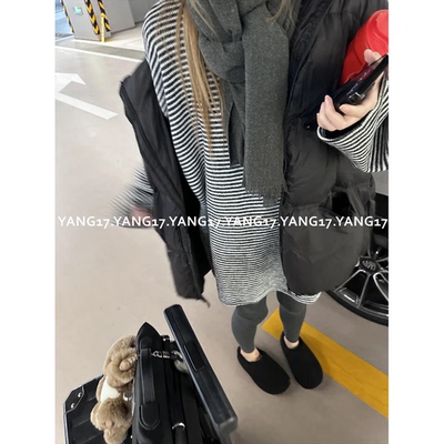 毛衣加厚条纹T恤宽松韩系秋冬