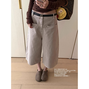 七分裤 清冷松弛感淡人穿搭口袋设计感微弯刀牛仔裤 女 泥灰七分裤