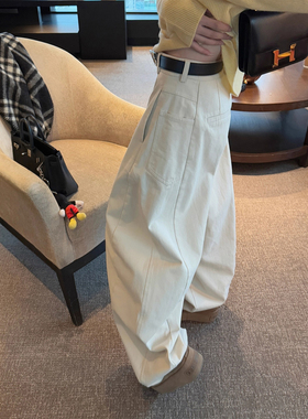 LIL CHER 雾岛升级版时髦重工高难度剪裁水洗薄绒工装裤秋冬裤子