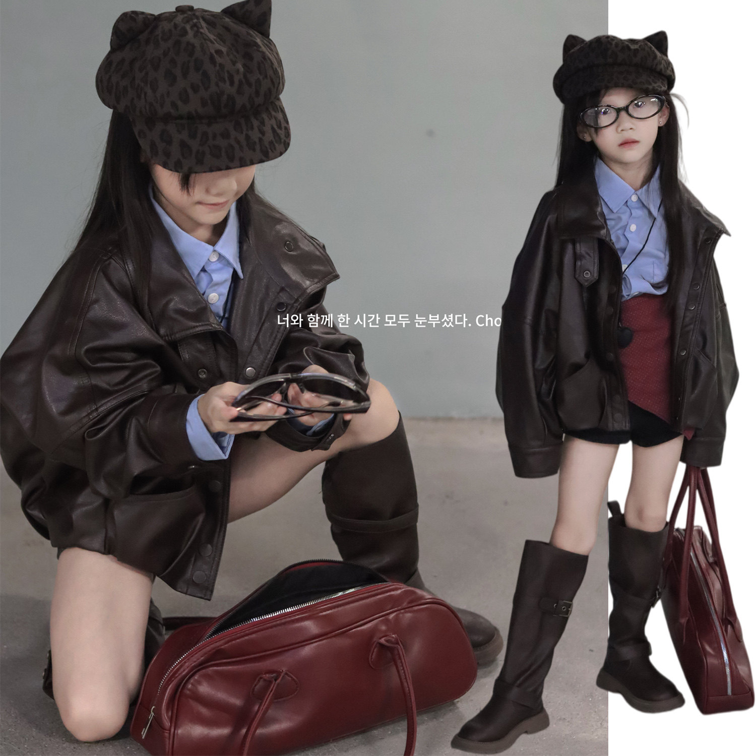 男童女童小个子皮衣夹克休闲外套图片
