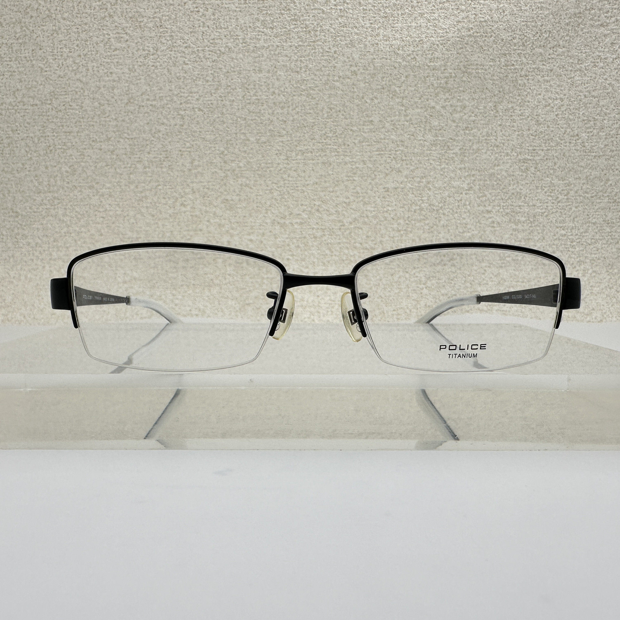 意大利police眼镜框男款可配近视V8939K半框纯钛71