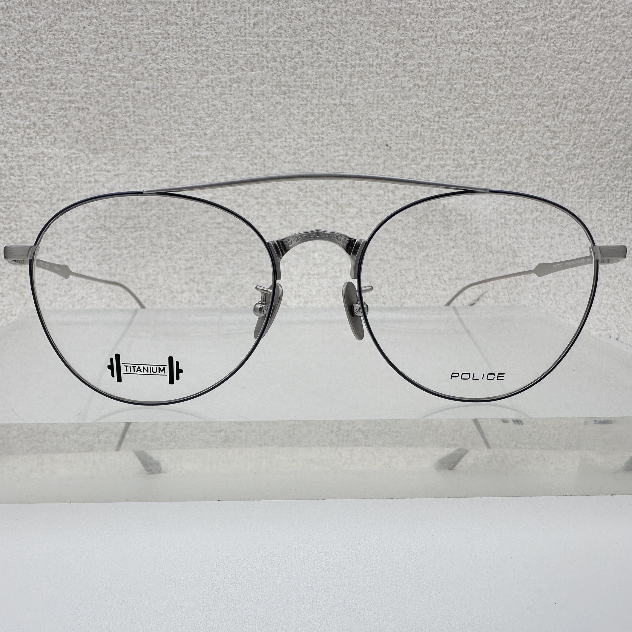 意大利police眼镜框可配近视纯钛双梁VPLB05J男女通用71