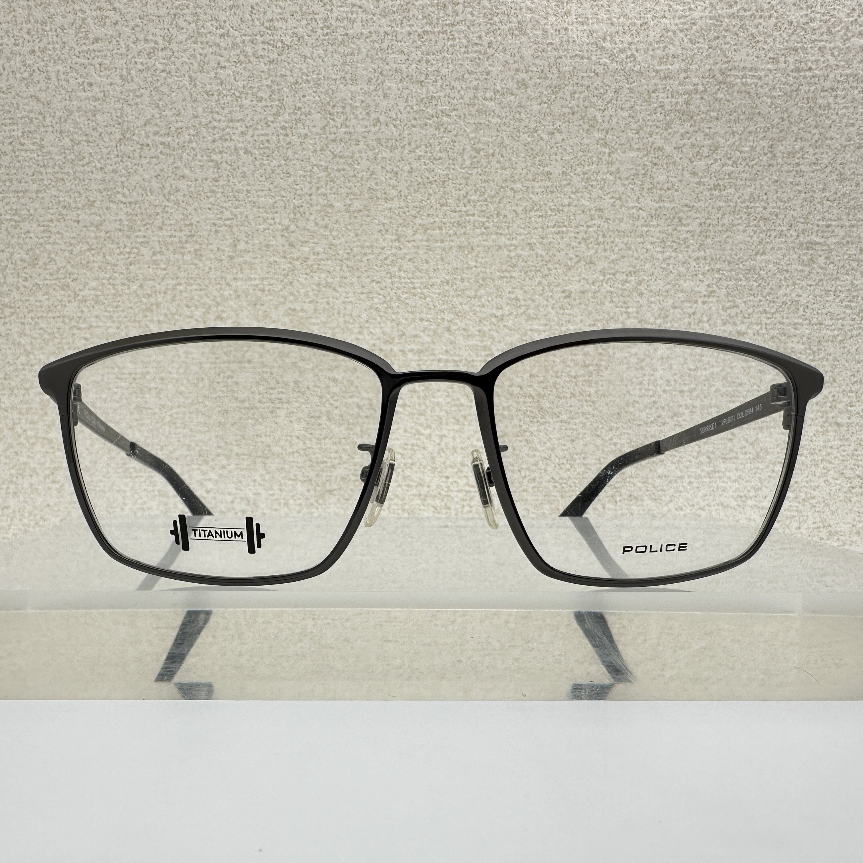 意大利police男士眼镜框可配近视VPLB07J纯钛大脸方框73