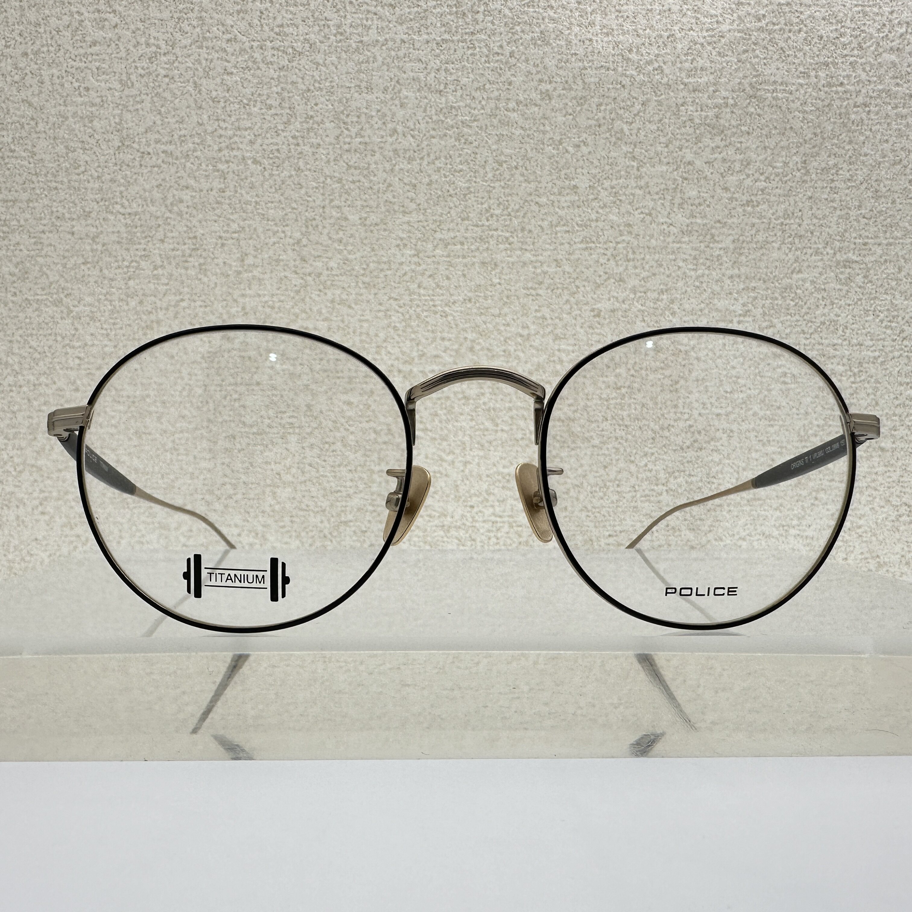 意大利police眼镜框男款VPL990J纯钛圆框可配近视72