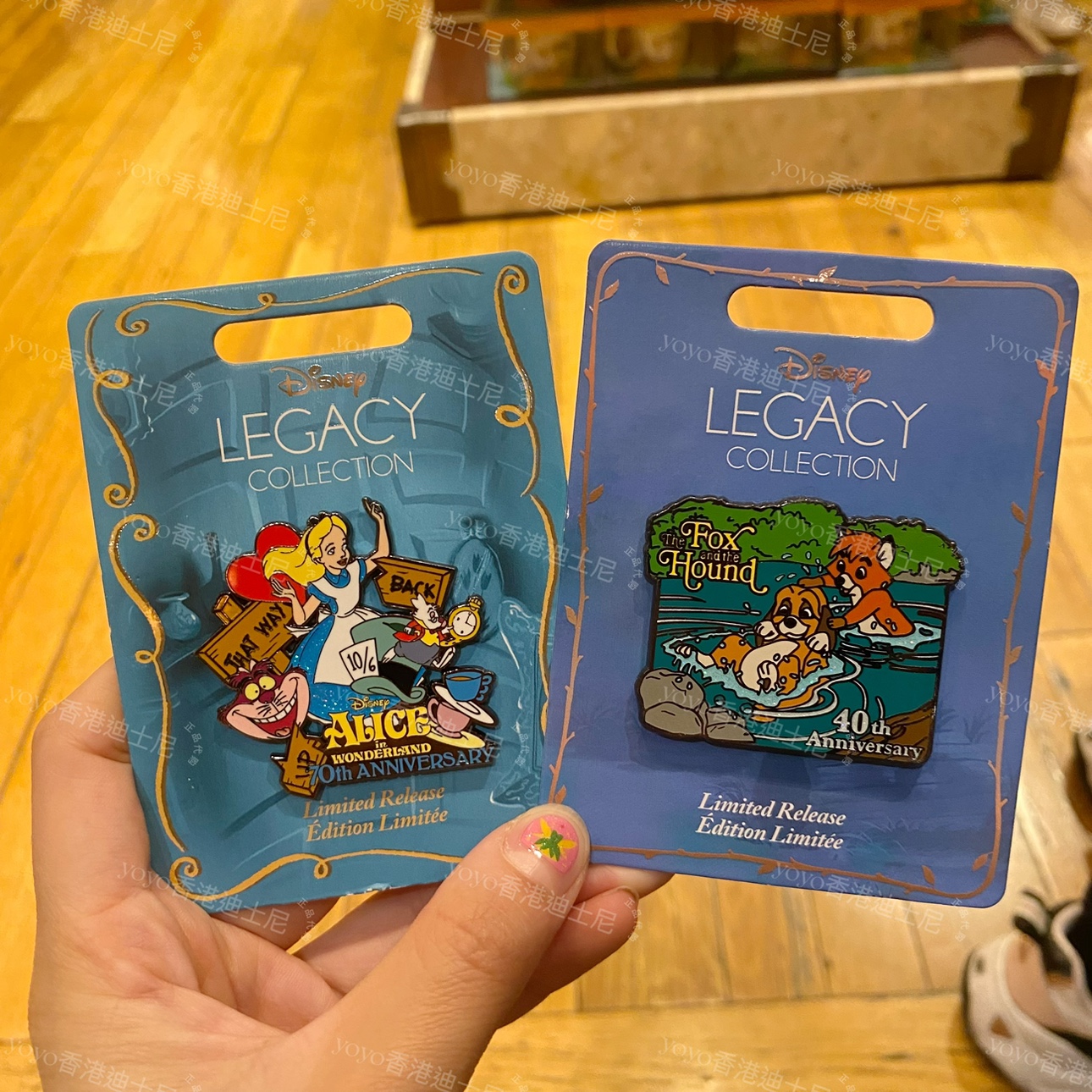 香港迪士尼 爱丽丝梦游仙境 狐狸与猎狗 卡通收藏徽章交换pin