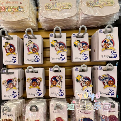 香港迪士尼 25周年米奇米妮唐老鸭史迪仔可爱卡通动漫徽章pin胸针