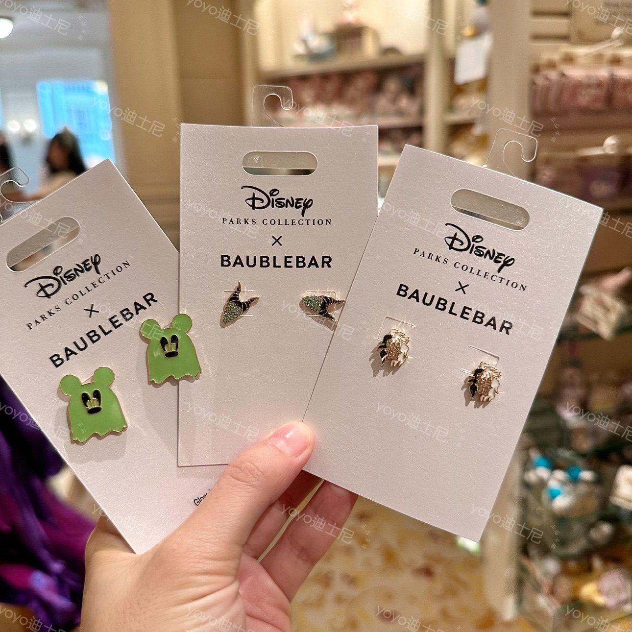 香港迪士尼 2023万圣节米奇 魔鬼女王库伊拉卡通耳钉配饰首饰