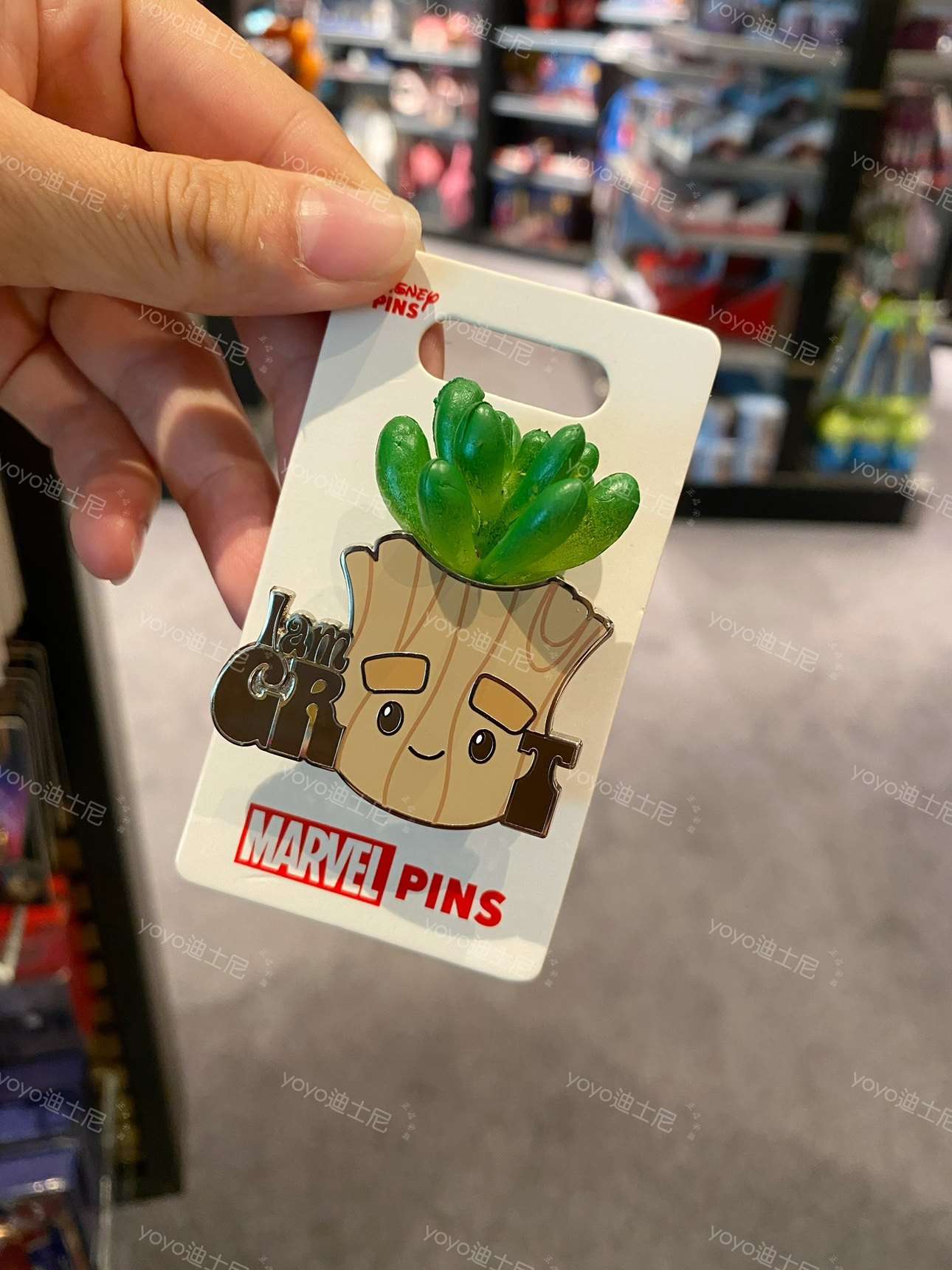 香港迪士尼 复仇者联盟 漫威格鲁特 树人卡通肉肉收藏徽章交换pin