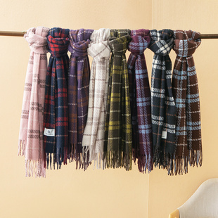 软糯羊绒质感秋冬大尺寸流苏围巾5J013 色美休闲减龄 蛮文 韩国单