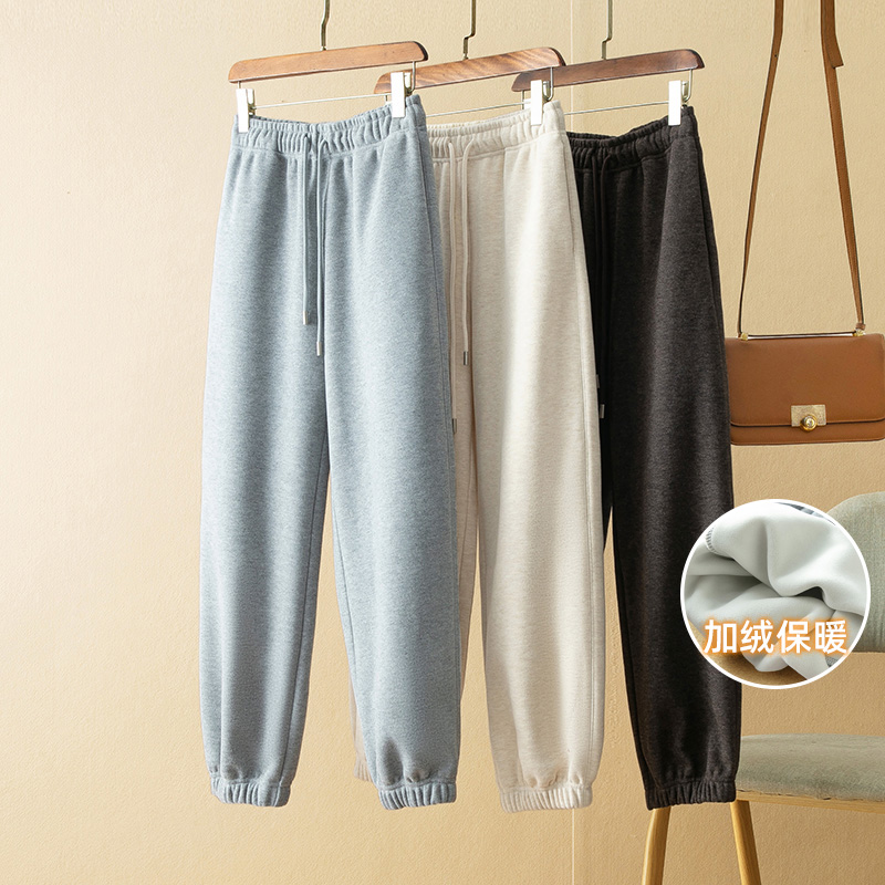 蛮文 一条过冬 暖~嫩~垂 一体高密防风绒醋纤羊绒料收口女裤40278