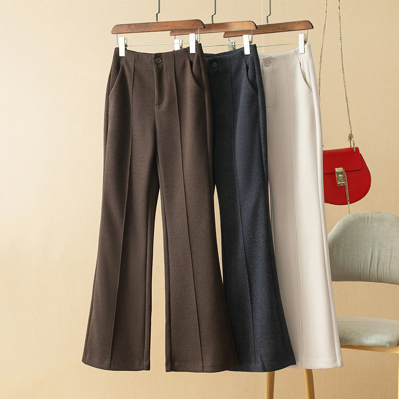 显高显瘦立体中线醋纤羊毛微喇裤