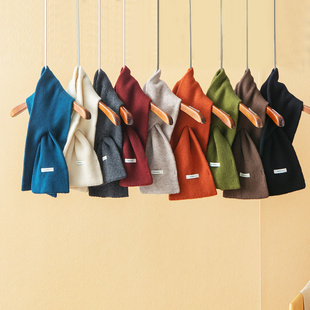 时髦窄条设计双层交叉羊毛围巾围脖5J012 保暖纯羊毛 蛮文 韩国单