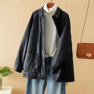 皮鹅绒服皮衣 全植鞣绵羊皮按扣收腰中长款 46363 酷帅有腔调 蛮文