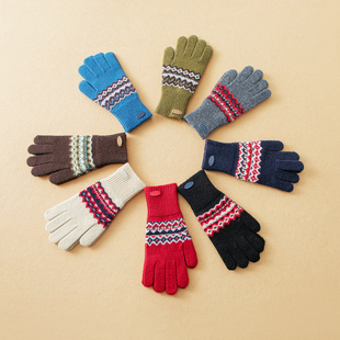 5K031 高性价价复古费尔岛提花稍大尺寸羊毛手套 蛮文 冬日暖乎乎