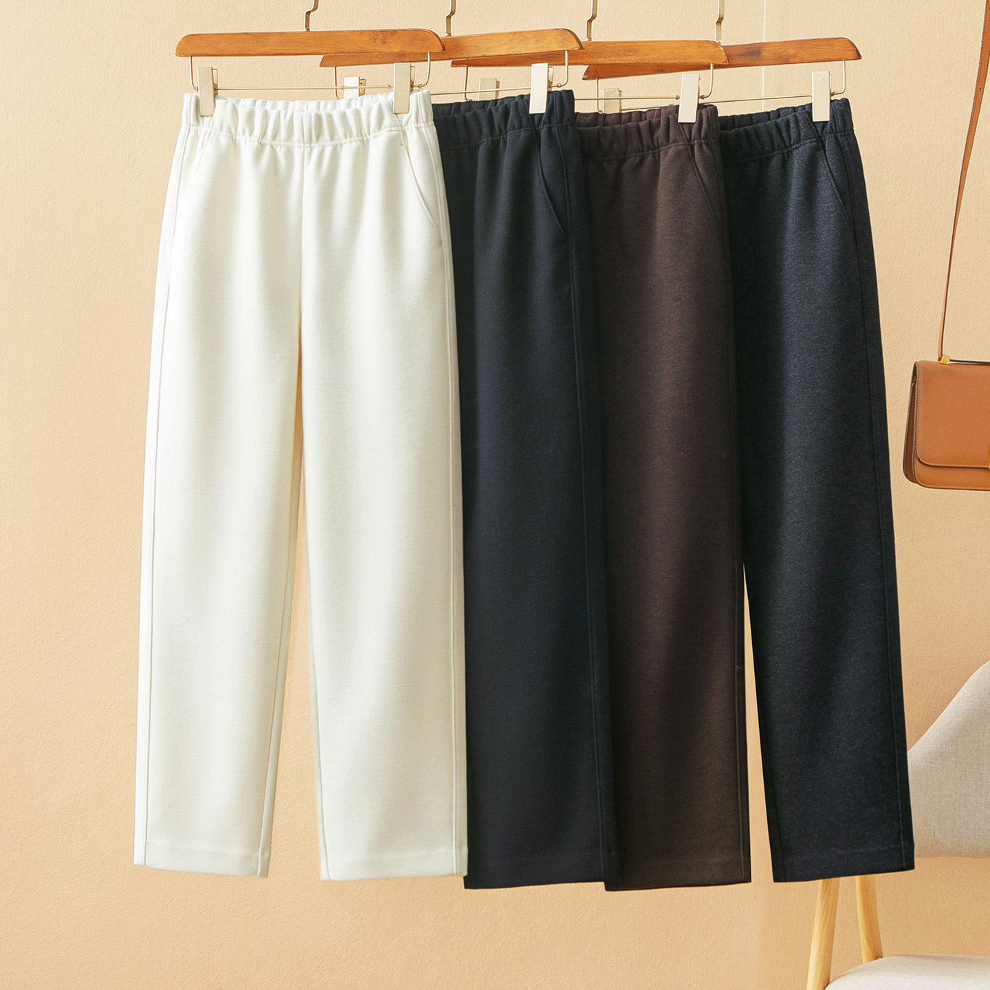 蛮文 商场3K+ 秋冬温暖有型 亲肤带弹复合羊毛料锥形9分裤女50278