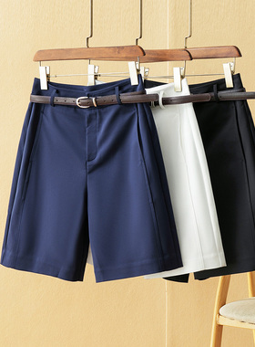 蛮文 可通勤可休闲 立裁分割显瘦利落四面弹锦纶棉五分中裤250125