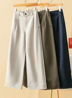 蛮文 岛国单 梨形MM入 重磅微弹再生纤维+棉 高腰有型休闲裤50199