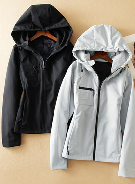 蛮文 小心机显瘦 轻户外东丽三防料拼接设计收腰连帽羽绒服 46271