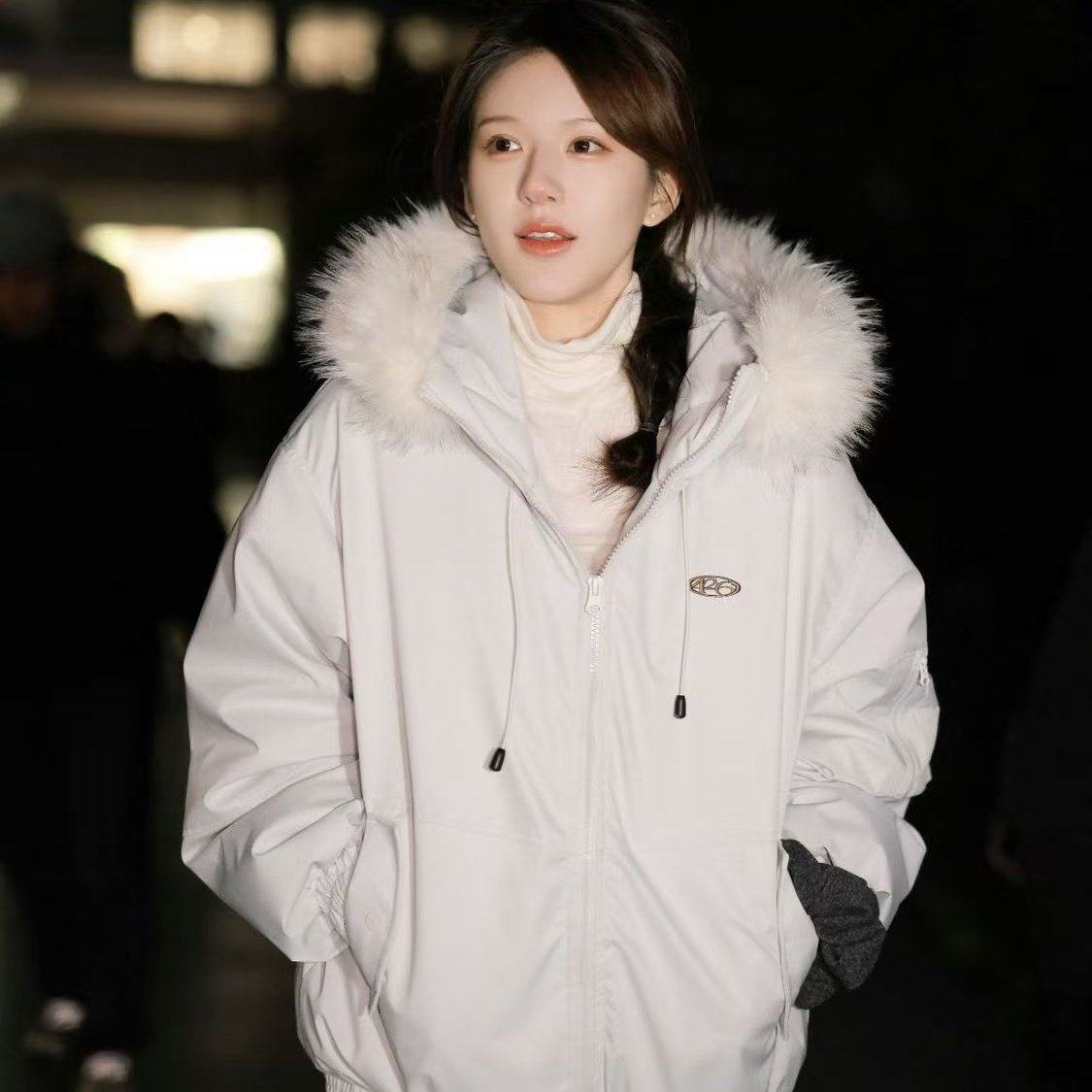 大量库存大毛领派克羽绒棉服女2025新款冬季保暖加厚工装棉袄外套