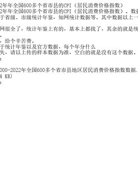 2000-2022年年全国600多个省市县的CPI（居民消费
